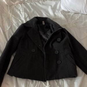 Girls Black Double-Breasted Jacket
